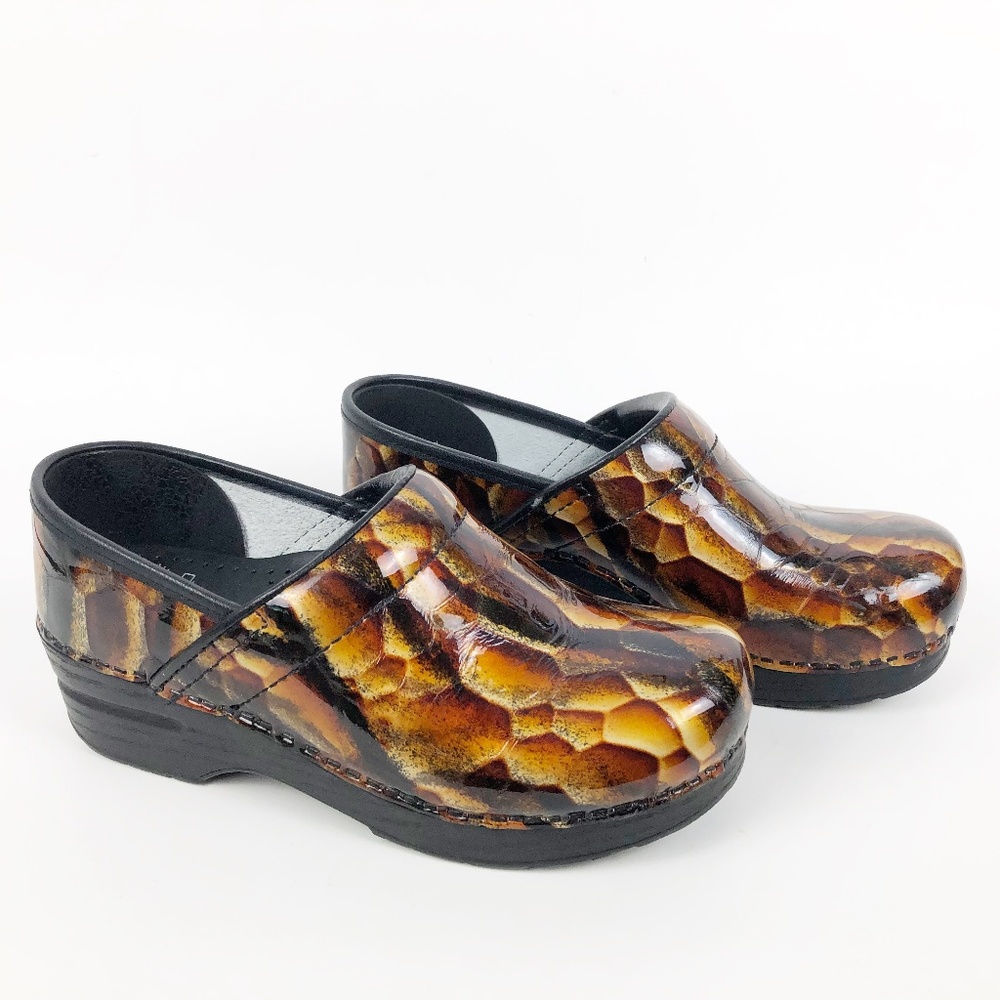 Dansko Profession Clogs Brown Snakeskin Print Size